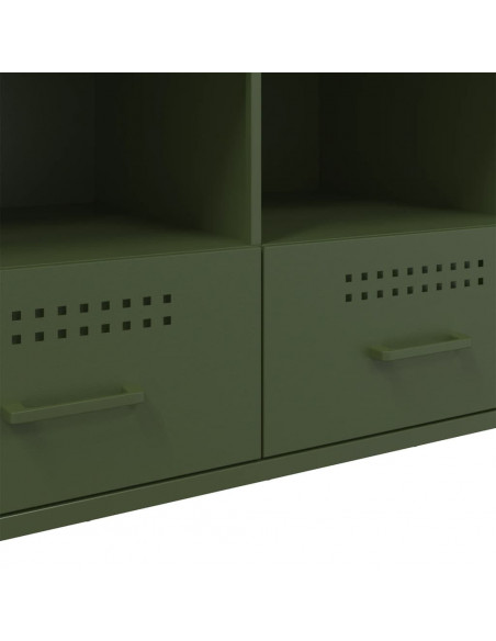 Mobile TV Verde Oliva 100,5x39x50,5cm Acciaio Laminato a Freddo