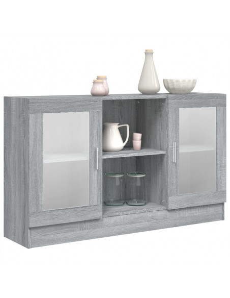 Mobile Vetrina Grigio Sonoma 120x30,5x70 cm Legno Multistrato