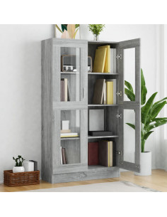 Mobile Vetrina Grigio Sonoma 82,5x30,5x150 cm Legno Multistrato