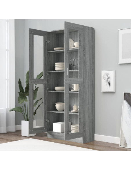 Mobile Vetrina Grigio Sonoma 82,5x30,5x185,5 Legno Multistrato
