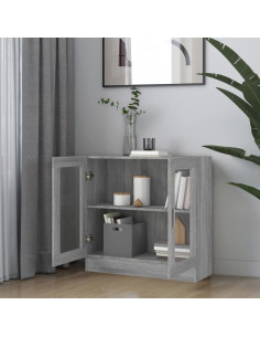 Mobile Vetrina Grigio Sonoma 82,5x30,5x80 cm Legno Multistrato