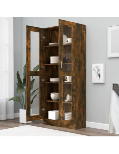 Mobile Vetrina Rovere Fumo 82,5x30,5x185,5 cm Legno Multistrato