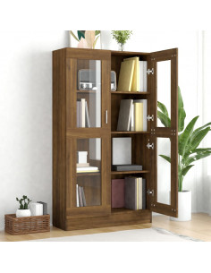 Mobile Vetrina Rovere Marrone 82,5x30,5x150cm Legno Multistrato