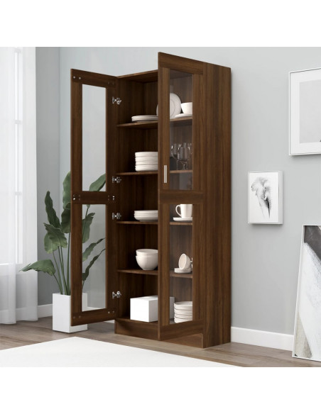 Mobile Vetrina Rovere Marrone 82,5x30,5x185,5 Legno Multistrato