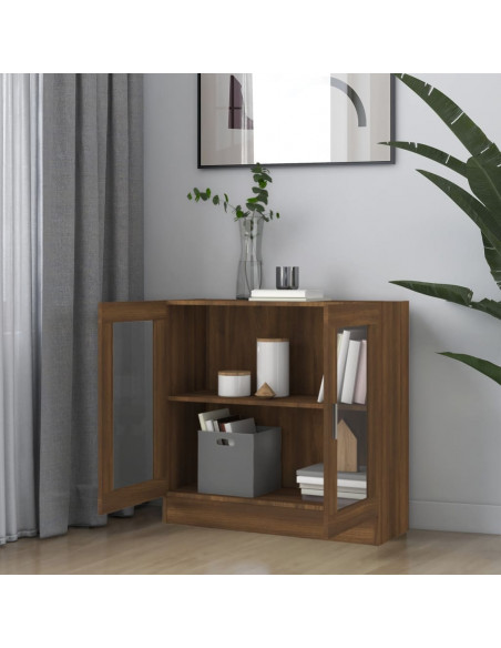 Mobile Vetrina Rovere Marrone 82,5x30,5x80 cm Legno Multistrato