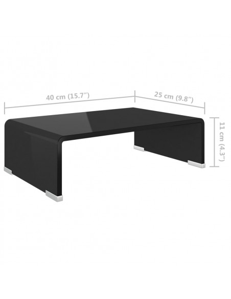 Mobile/Rialzo Porta TV in Vetro Nero 40x25x11 cm