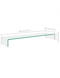 Mobile/Rialzo Porta TV in Vetro Trasparente 120x30x13 cm