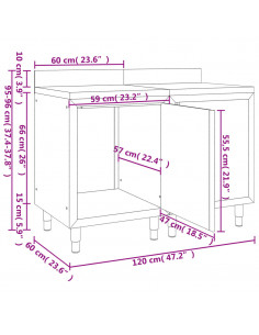 Mobiletto con Piano di Lavoro 120x60x96 cm in Acciaio Inox