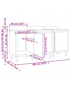 Mobiletto con Piano di Lavoro 180x60x96 cm in Acciaio Inox