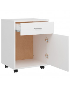 Mobiletto con Rotelle Bianco 45x38x54cm in Legno Ingegnerizzato