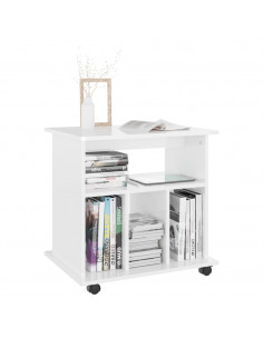 Mobiletto con Rotelle Bianco Lucido 60x45x60 cm in Truciolato