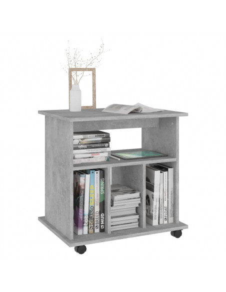 Mobiletto con Rotelle Grigio Cemento 60x45x60 cm in Truciolato