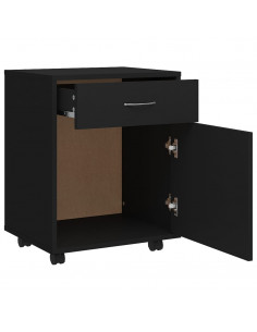 Mobiletto con Rotelle Nero 45x38x54cm in Legno Multistrato