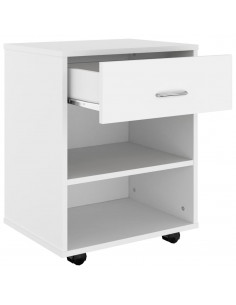 Mobiletto con Ruote Bianco 46x36x59 cm in Legno Multistrato
