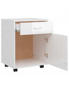 Mobiletto con Ruote Bianco Lucido 45x38x54cm Legno Multistrato