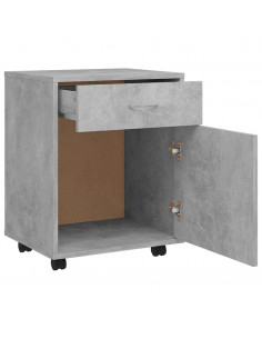 Mobiletto con Ruote Grigio Cemento 45x38x54cm Legno Multistrato
