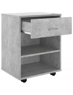 Mobiletto con Ruote Grigio Cemento 46x36x59cm Legno Multistrato