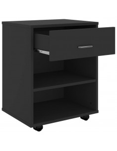 Mobiletto con Ruote Nero 46x36x59 cm in Legno Multistrato