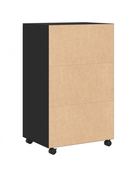 Mobiletto con Ruote Nero 55x40x91 cm in Truciolato