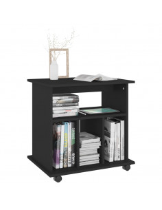 Mobiletto con Ruote Nero 60x45x60 cm in Legno Multistrato