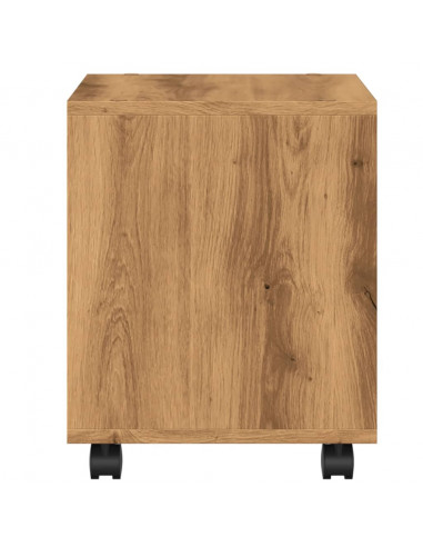 Mobiletto con Ruote Rovere Artigianale 37x33x42,5 cm Truciolato
