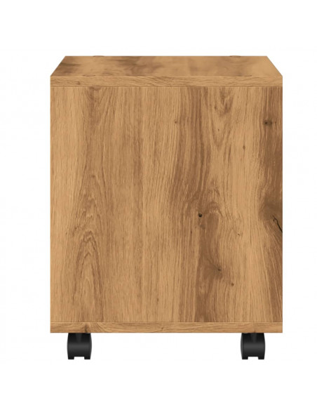 Mobiletto con Ruote Rovere Artigianale 37x33x42,5 cm Truciolato