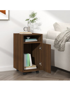Mobiletto con Ruote Rovere Marrone 33x38x60cm Legno Multistrato