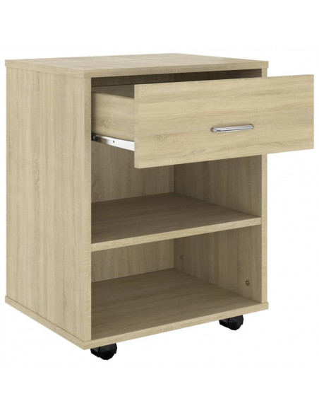 Mobiletto con Ruote Rovere Sonoma 46x36x59 cm Legno Multistrato