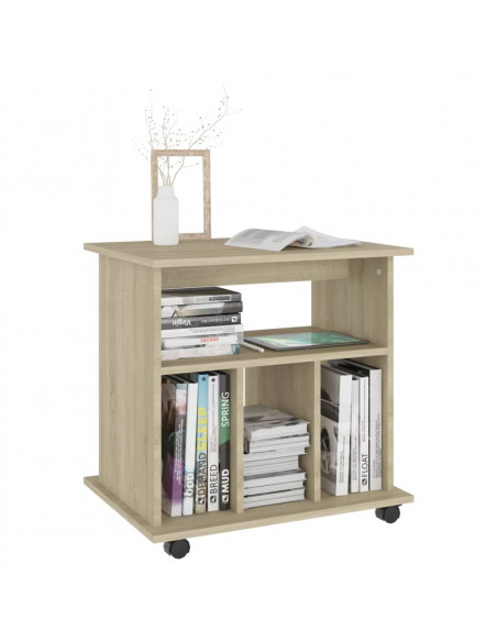 Mobiletto con Ruote Rovere Sonoma 60x45x60 cm Legno Multistrato