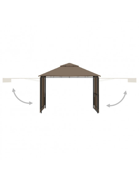 Gazebo Tetto Doppio Estendibile 3x3x2,75m Grigio Talpa 180g/m²