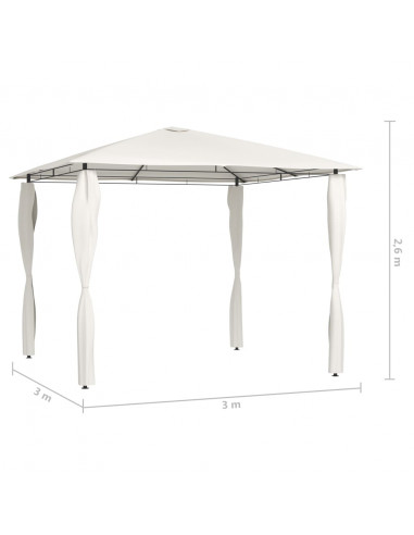 Gazebo con Montanti Rivestiti 3x3x2,6 m Crema 160 g/m²