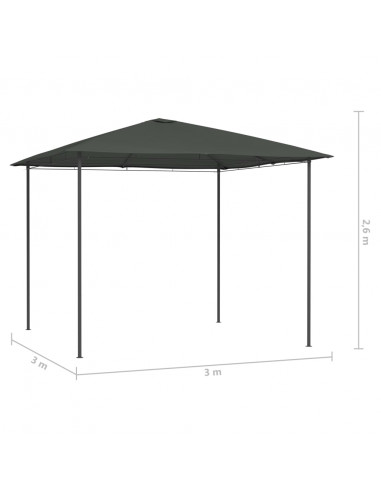 Gazebo 3x3x2,6 m Antracite 160 g/m²