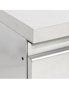 Mobiletto da Cucina Commerciale con 2 Cassetti in Acciaio Inox