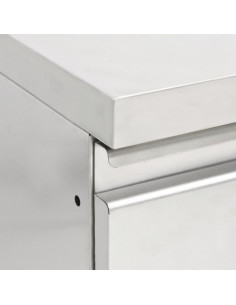 Mobiletto da Cucina Commerciale con 3 Cassetti in Acciaio Inox