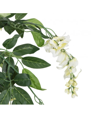 Glicine Artificiale 1470 Foglie 200 cm Verde e Bianco