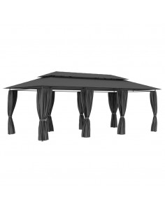Gazebo con Tende 600x298x270 cm Antracite 2