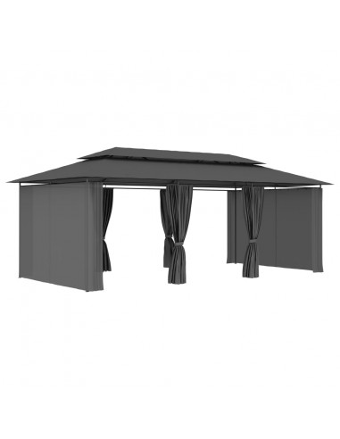 Gazebo con Tende 600x298x270 cm Antracite