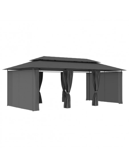Gazebo con Tende 600x298x270 cm Antracite