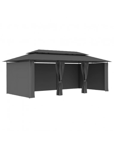 Gazebo con Tende 600x298x270 cm Antracite