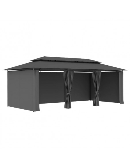 Gazebo con Tende 600x298x270 cm Antracite