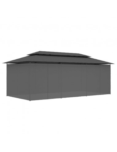 Gazebo con Tende 600x298x270 cm Antracite