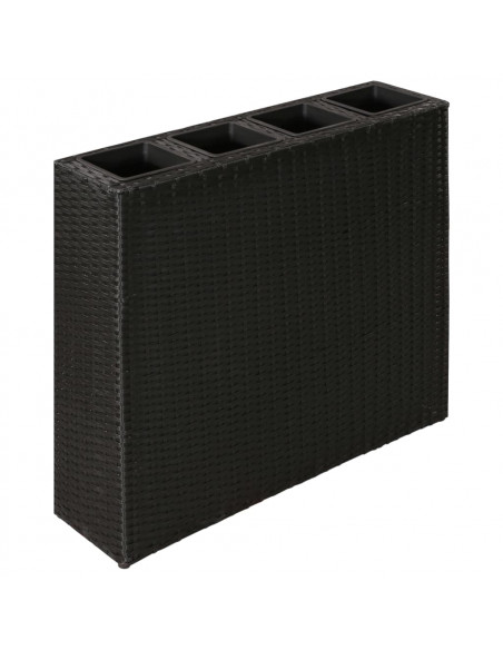Letto Rialzato da Giardino con 4 Vasi in Polyrattan Nero