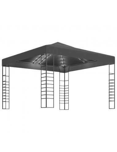 Gazebo da Giardino con Luci LED a Stringa 3x3 m Antracite