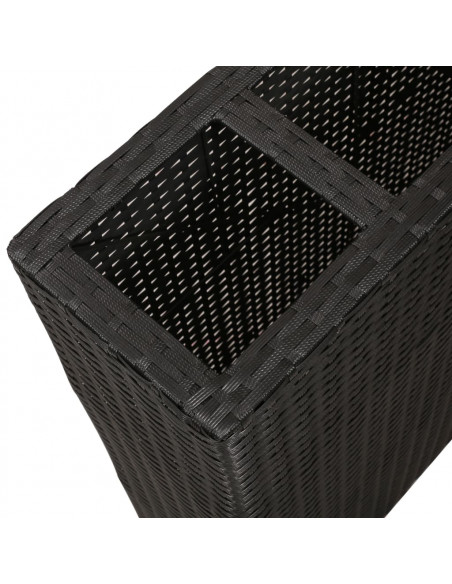 Letto Rialzato da Giardino con 4 Vasi in Polyrattan Nero