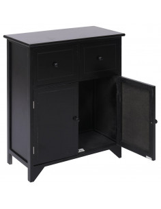 Mobiletto Nero 60x30x75 cm in Legno di Paulownia