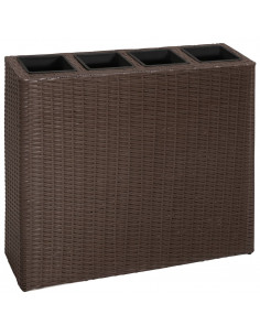 Letto Rialzato da Giardino con 4 Vasi in Polyrattan Marrone 2