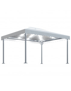 Gazebo con Stringa di Luci LED 400x300 cm Crema in Alluminio 2