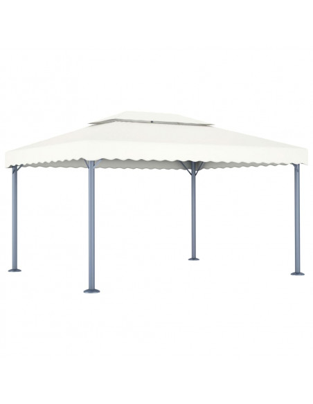 Gazebo con Stringa di Luci LED 400x300 cm Crema in Alluminio