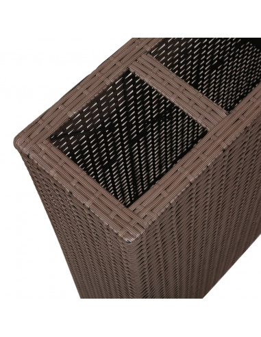 Letto Rialzato da Giardino con 4 Vasi in Polyrattan Marrone