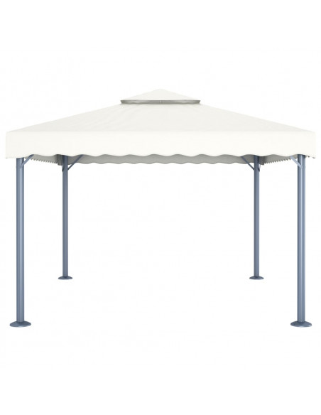 Gazebo con Stringa di Luci LED 400x300 cm Crema in Alluminio